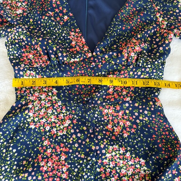 Lulus Austyn Navy Blue Floral Print Tie Sleeve Midi Dress • Size XS - Picture 4 of 14